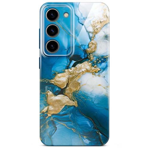Coque Samsung S23 ONEFLOW marbre bleu doré pailleté rigide avec protection caméra arrière robuste