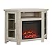 Price comparison product image Eden Bridge Designs 48" Classic Traditional Wood Corner Fireplace TV Stand, High-Grade MDF, Corner TV Console and Storage Cabinet, White Oak, One Size