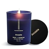 Arcasire Mint & Jasmine Scented Candle, Luxury Candles for Women, 8oz Soy Wax Candle, 50 Hours Burn Time, Ideal Candle Gift for Women and Men, Birthdays, Christmas, Weddings, Bath (Mint & Jasmine)