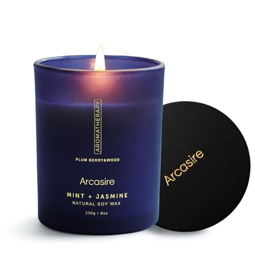 Arcasire Mint & Jasmine Scented Candle, Luxury Candles for Women, 8oz Soy Wax Candle, 50 Hours Burn Time, Ideal Candle Gift for Women and Men, Birthdays, Christmas, Weddings, Bath (Mint & Jasmine)