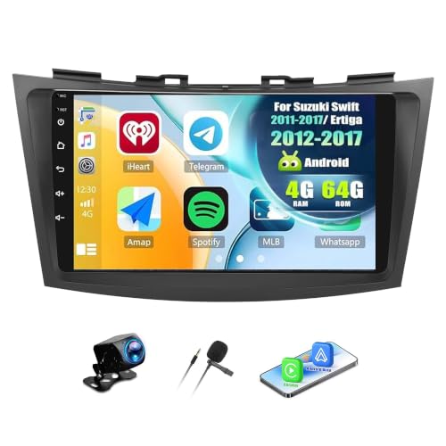 SIXWIN 4+64G Android 13 Autoradio pour Suzuki Swift 2011-2017 Suzuki Ertiga 2012-2017 avec CarPlay&Android Auto&Mirrorlink, 9 Pouces unité de tête stéréo Voiture avec EQ/WiFi/GPS/Bluetooth/FM/RDS/USB