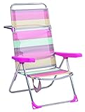 Plegable Alco 670ALF-1726 Silla Playa Alta, fibreline, Rayas Multicolor, 95x65.5x13.5 cm