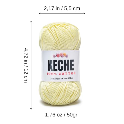 Image of Cotton Yarn - 100% Cotton Yarn for Crocheting and Knitting, Mercerized Cotton Amigurumi Yarn Fine-Sport 2 1.76 oz (50g) / 136 Yrds (125 m) 2 Skeins - Butter Yellow