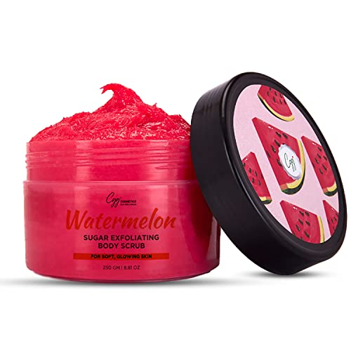 Image of CGG Cosmetics watermelon sugar exfoliating body scrub for soft & glowing skin, & vegan , no paraben & sulphate-250gm