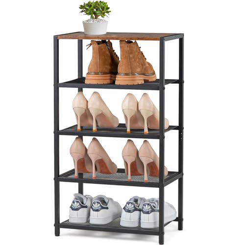Bwooracku RUSTIC RACK F45 Shoe Rack, 5-Tier Narrow Shoe Shelf With Dense Metal Mesh, Durable Industrial Freestanding Shoe Rack cover