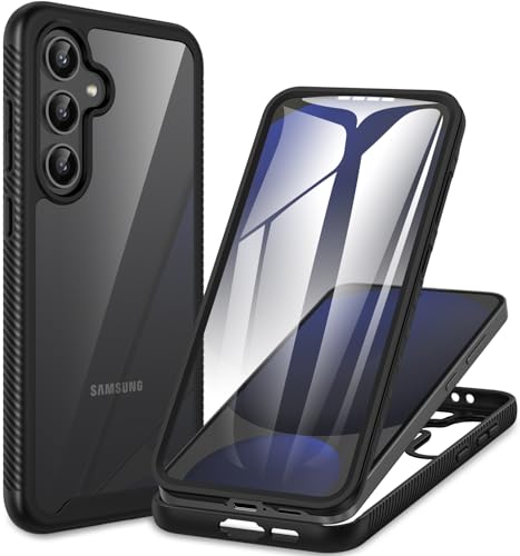 CENHUFO Funda Samsung S24 FE 5G, Carcasa Antigolpes 360 Grados con Protector Pantalla Integrado, Robusta Doble Cara Case Transparente Anti Amarilleo Capa Funda para Samsung Galaxy S24 FE 5G  Negro