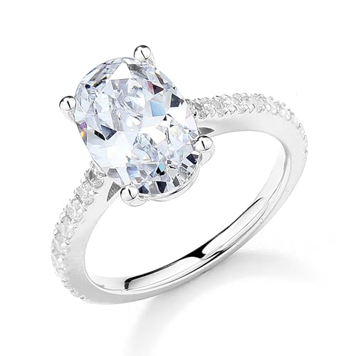Elongated Cushion Cut Solitaire Engagement Ring in Sterling Silver made with Pure Brilliance Zirconia, Cubic Zirconia,
