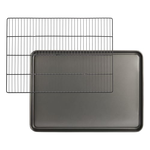 GoodCook Set of 2 Everyday Nonstick XL Cookie Sheet and XL Cooling Grid, Gray