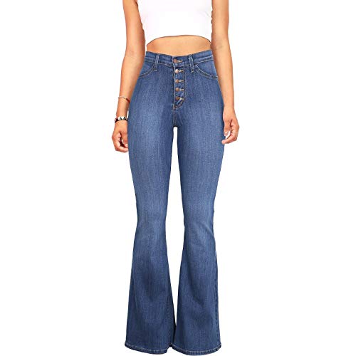 Uillui Bell Bottom Jeans Women's Curvy Stretch Butt Lifting Tummy Control Flare Jeans Wide Leg High Waist Skinny Denim Pants3