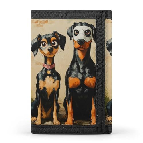 Image of Two Cute Puppies Trifold Wallets for Men with Credit Card Slot Clutch Purses Fashion Coin Purse