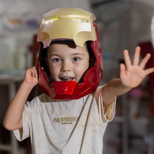 Open/Close Wearable Helmet with Eyes Glowing for Kids and Teens Mask Costume and Role-Play Dress Up, Ideal for Birthdays, Christmas, Halloween(Child Size)2