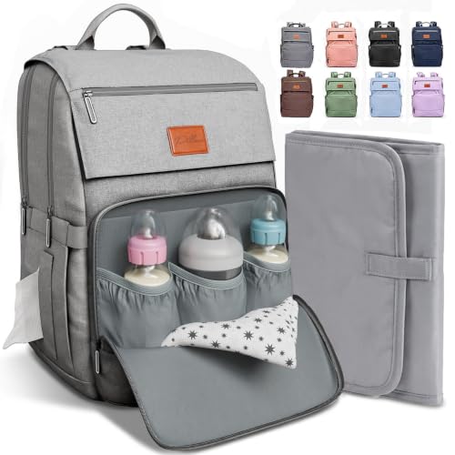 Image of Baby Diaper Bag Backpack - Baby Bags for Boys & Girls, Large Waterproof Diaper Backpack - Baby Shower Gifts & Registry Must Haves - Travel Diaper Bags with Changing Pad & Back Zipper - Baby Boy Stuff