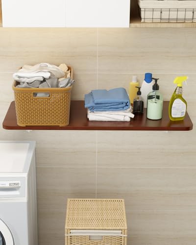 YJZXXLSH Wall Mounted Laundry Room Folding Table，Fold Down Desk for Small Spaces |Office|Study|Work Bench|Kitchen Dining Restaurant| Home Bar | Waterproof Easy to Install and Clean 39.4"×19.7" — view 2