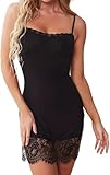 FFWTPY Dessous Damen Sexy Spitze Strapsen Babydoll Kleid Tüll Minirock Pyjama Flirty Erotische Lingerie mit Verstellbarer Schultergurt für Valentinstag (Schwarz/M)