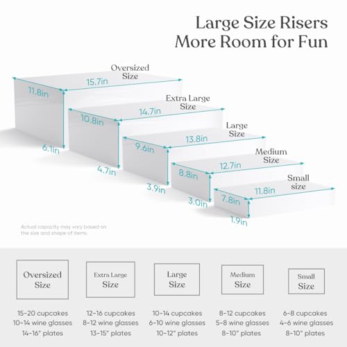 YOPPIX 15.7" Extra Large Size Buffet Risers, Food Risers for Buffet Table, Display Stand Shelf for Catering Dessert Collectibles Jewelry Figures Show, Acrylic Cube Display Nesting Risers by YOPPIX - Image 3