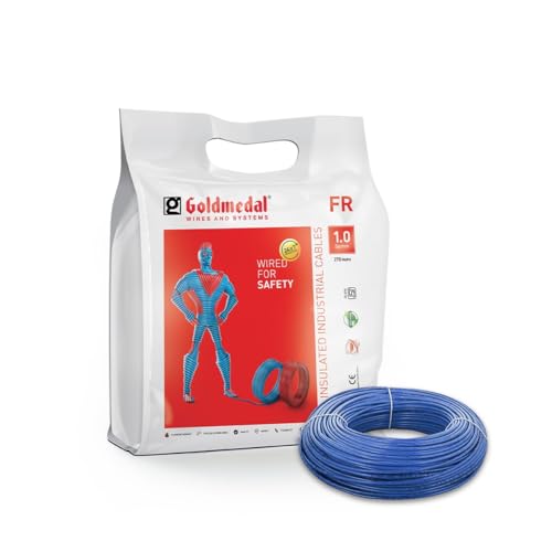 Goldmedal 45 Meter 1100V 1.0 Sq mm Fire Retardant Electric Wire (Blue) - Pack of 1 | Wire for Domestic & Industrial Connection Use | Multi-Strand, PVC Electrical Insulated Copper Wire (B0CHYD7P2D) Amazon Price History, Amazon Price Tracker