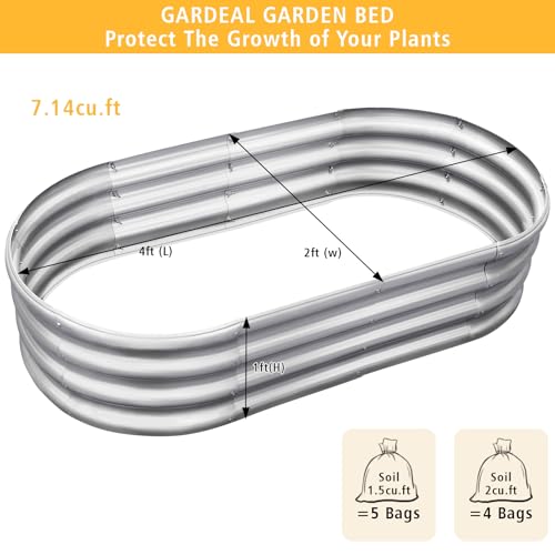 Outdoor Metal Galvanized Raised Planter Box,Oval Large Garden Bed Kit for Vegetables, Fruits, Flowers and Herbs 4X2X1 FT - Image 6