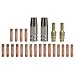 24PCS Welding Tip Kit for 15AK Torch, 0.6mm to 1.2mm Copper Tips with Gas Nozzles and Diffusers, MIG Welding Replacement Accessories