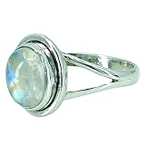 Navya Craft Rainbow Moonstone Oval 925 Solid Sterling Silver Handmade Women Ring Sizes 4 to 13