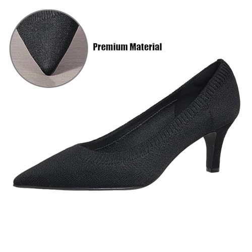 Knit Pumps for Women's Kitten Heel Pointed Toe Classic Dress Pumps Comfortable Slip-On Shallow Mouth Low Heel Formal Work Shoes for Party Wedding Business Daily2