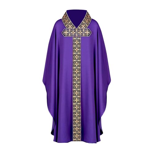 Disfraz de sacerdote católico con casulla y alba robe litúrgica unisex