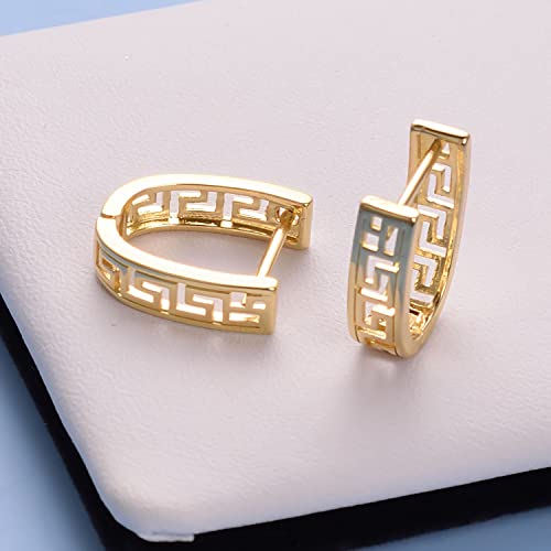 Huggie Hoop Greek Earrings For Women Unique 14K Gold Plated Cutout and 14K White Gold Plated Cutout U Shaped Earrings Greek Jewelry3