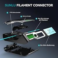 SUNLU Filamentverbinder, offizieller Filament-Spleißer mit 200 PTFE-Hülsen für 3D-Drucker-Filament, 1,75 mm, Filament-Verbindungsstück, schnelles Aufheizen bis zu 240 °C, kompatibel mit PLA, PETG, – Ansicht 5