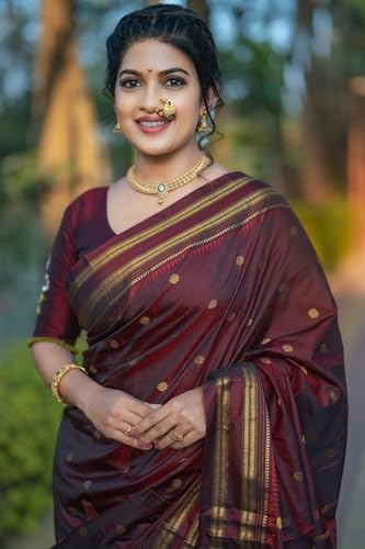 Image of SGF11 Women's Kanjivaram Pure Soft Silk Saree For Women Pure Golden Zari With Blouse Piece