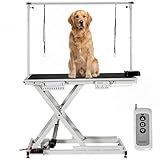 50 Inch Dog Grooming Table, Electric Hydraulic Pet Grooming Table, Dog Grooming Station with Aluminium Overhead Arm, Anti Slip Tabletop, 6 USB Ports, Height Adjustable, 300 LBS Capacity, White