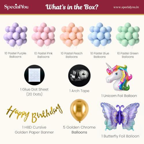 Image of Special You Butterfly Theme Birthday Decorations with Pastel Balloons for Decoration, Foil Balloons for Decor, Butterfly Stickers for Wall Decoration, Birthday Decoration Kit for Girls- 60 Pcs