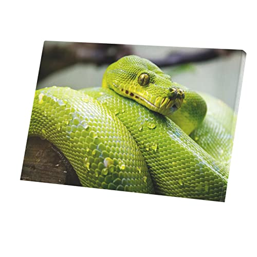 Tableau python vert sublime : transformez votre salon avec cette toile serpent 90x60 cm