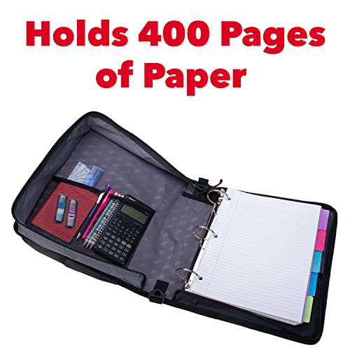 Image of Case-it The Universal Zipper Binder - 2 Inch O-Rings - Padded Pocket Holds up to 13 Inch Laptop /Tablet - Multiple Pockets - 400 Page Capacity - Comes with Shoulder Strap - Mint Blue LT-007 (6 Pack)