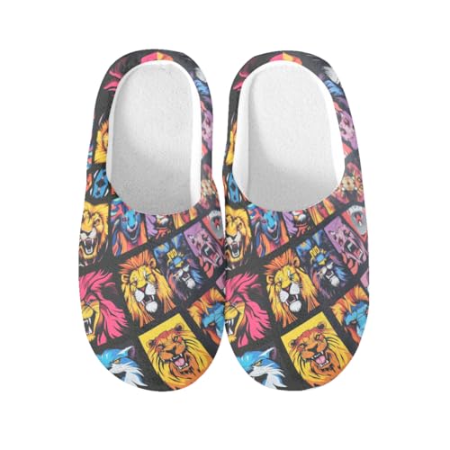 Pantoufles lion coton antidérapantes chausson hiver chaud taille grand XL