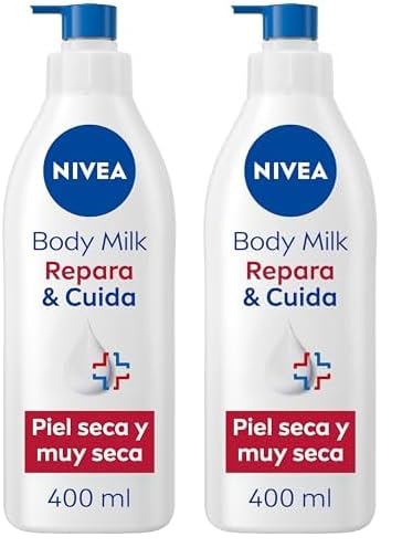 Nivea Repara & Cuida Body Milk, crema hidratante corporal para pieles secas y extra secas, crema hidratante con 72 h de hidratación y cuidado intensivo, 1 x 400 ml (Paquete de 2)