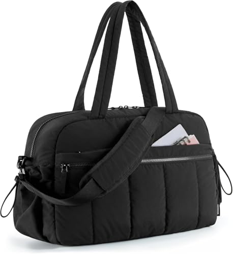 Image of Travel Duffle Bag for Women with Wet Pocket | Lightweight Gym Bag for Travel, Yoga, Sports & Weekend Trips | Cabin Personal Item Tote Bag (Black)