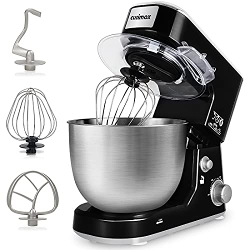 Comparison: Best Stand Mixer For Roti Dough 11 Stand Mixer, CUSIMAX Dough Mixer Tilt-Head Electric Mixer with 5-Quart Stainless Steel Bowl, Dough Hook, Mixing Beater and Whisk, Splash Guard