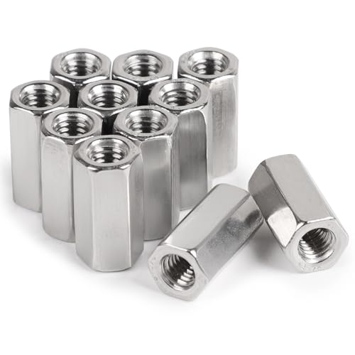 LALAGO 20 pièces M6 x 20mm Long Écrou Hexagonal en Acier Inoxydable VA V2A A2, Écrou de Couplage Version Hexagonale, Boulon d'Écrou Transversal Manchons Filetés Manchons de Distance