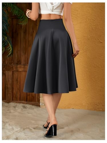 Women's Bow Tie Midi Skirt High Waisted Flared A Line Flowy Elegant Skirts2