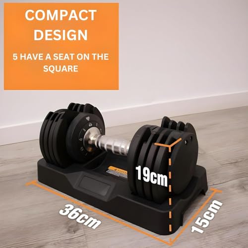 Image of Adjustable Dumbbell 2.5KG UP TO 12KG - Quick Select | 5-Point Safety Locking System | Space-Saving | Ideal for Home Workouts & Personal Fitness | Pack Of 2 (24, Kilograms)