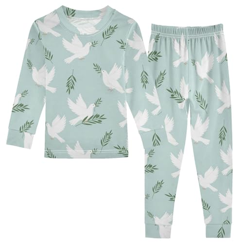 Pajama Sets Long Sleeve Dove with Olive Branches Soft Comfy Sleepwear 2 Piece PJS 3-8T