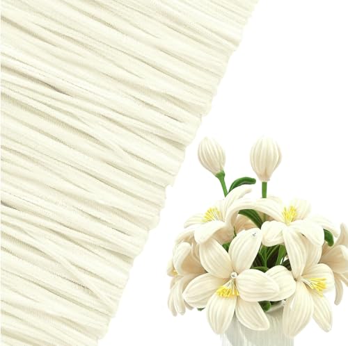 手芸モール 単色 オフホワイト 約100本 6ｍｍ カラーモール フラワー クラフトモール DIY 手作り素材 工作モール 飾り/インテリア飾り/パーティー/贈り物