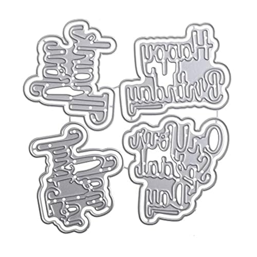 Trdxxx Just for You, Happy Birthday, Thank You, on Your Special Day 4 Sets Words Metal Cutting Dies for Scrapbooking DIY Photo Album Card Making Decorative Stencils Letters Metal Die Cuts