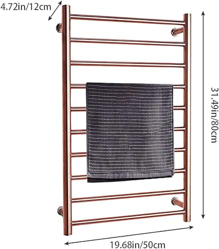 Radiador toallero eléctrico de Pared de 10 Barras, 88 W, Acero Inoxidable 304, para baño, con cableado.(Hardwired)