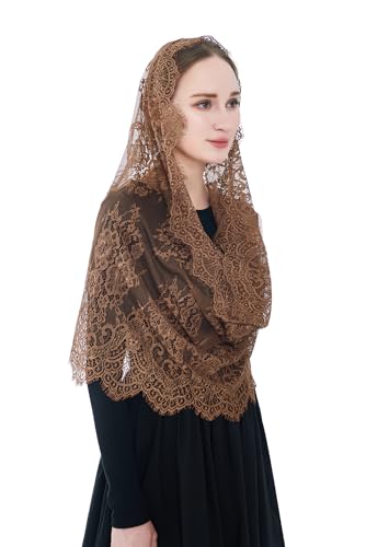 Wgior Spanish Infinity Veils for Church Lace Chapel Veils Catholic Church Veil Latin Mass Head Covering Scarf Mantilla