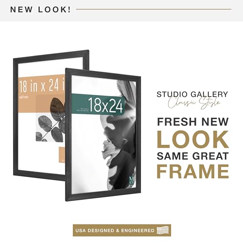 MCS Classic Studio Gallery Frame, Black Woodgrain, 18 x 24 in, Single, Classic Black