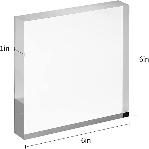 Miniatura 8 de CiaoHER Bloque de exhibición de cubo acrílico cuadrado de 7 pulgadas de grosor, base sólida de 7 x 7 x 1 pulgada, 1 paquete