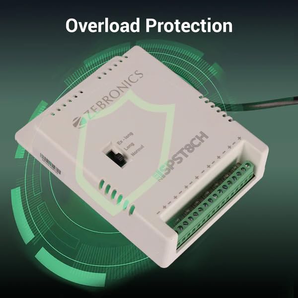 Image of Zebronics 8 Channel CCTV Power Supply| 12V SMPS Adapter with LED Indicators| Overload Protection| Compatible with Dome and Bullet Cameras, ZEB-ISPST8CH