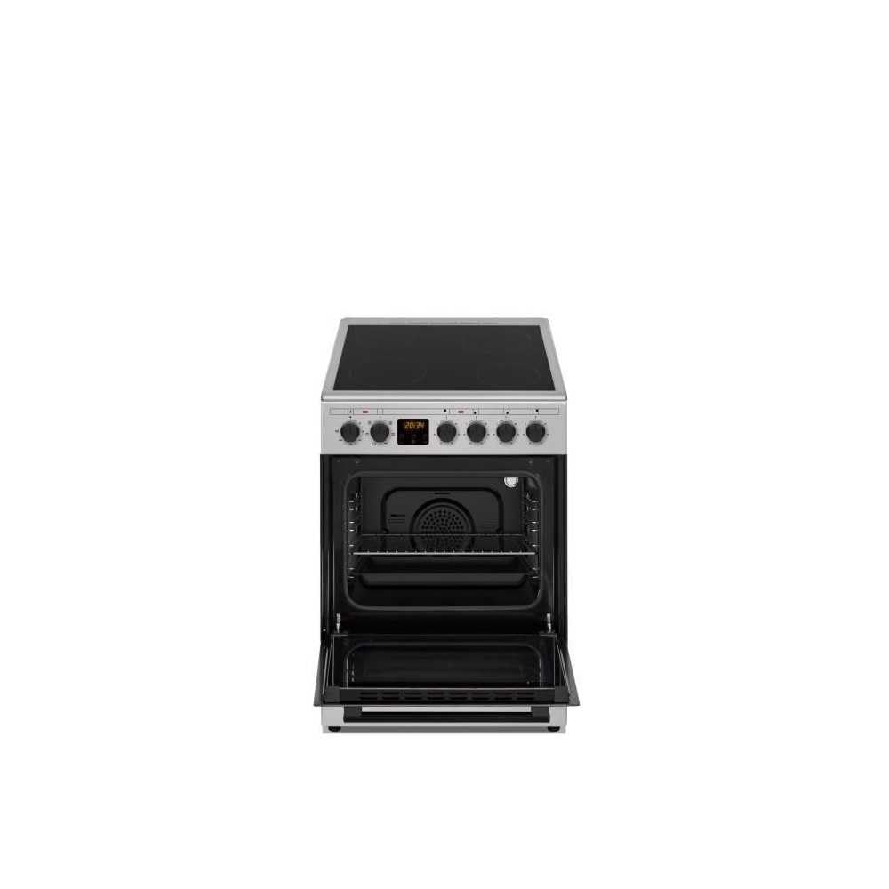 Cuisiniere vitrocéramique CONTINENTAL EDISON CECV50FCS - 4 feux - L49.5 x H82.7 xP58 cm- Silver
