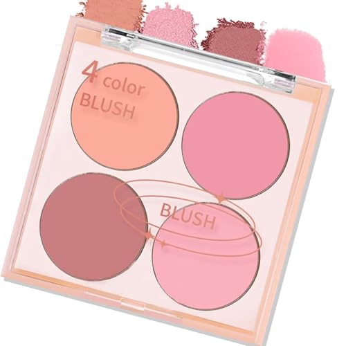 Image of Blushers for Cheeks 4-Color Blush Palette Blusher & Highlighter Velvety Smooth Powder Highly Pigmented & Long-Lasting Waterproof