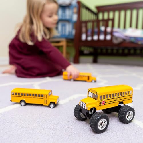 KinsFun Monster School Bus: Die Cast Yellow School Bus Large 5 Long with Monster Wheels! by International,kids